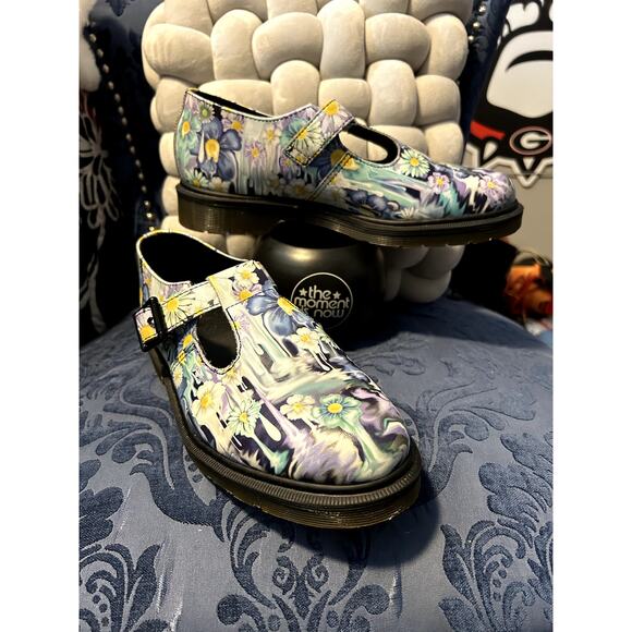 Dr Martens Polley Purple/Blue Slime Floral Mary Jane Size 9/EU 41 NWOT - Picture 1 of 5